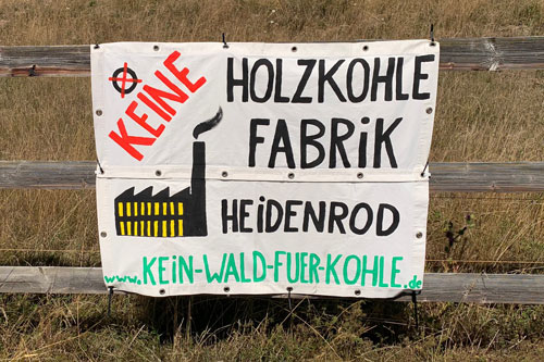 Plakat: Keine Holzkohle Fabrik in Heidenrod