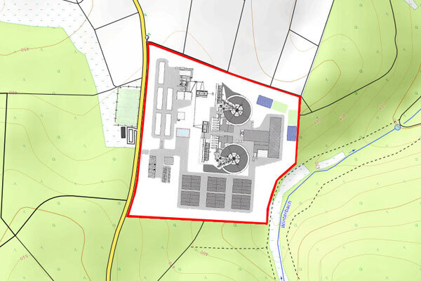 Grillkohle-Fabrik Carbonex in Karte montiert