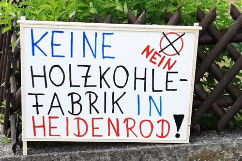 Plakat: Keine Holzkohlefabrik in Heidenrod  