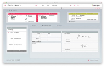 Kundendienstmodul - Unterschriften