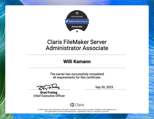 Zertifikat Claris Server Administrator