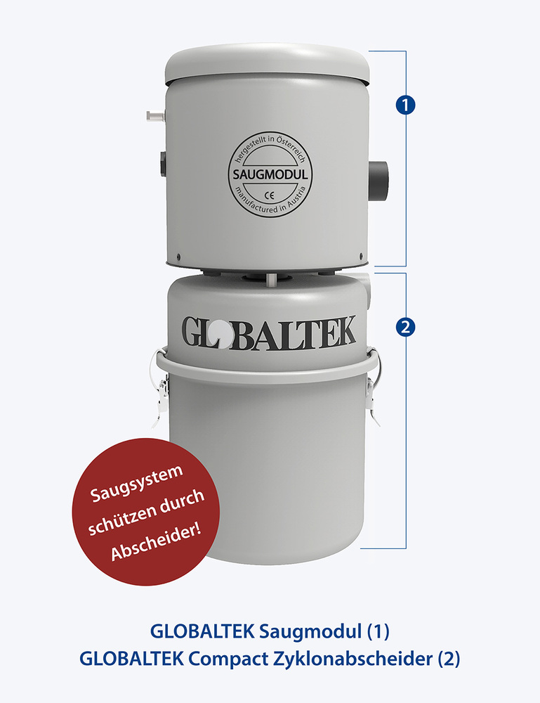 Saugsystem schützen vor Pellets Staub! Mit Compact Zyklon Vorabscheider von GLOBALTEK GmbH. Saugsystem schützen vor Pellets Staub! Mit Compact Zyklon Vorabscheider von GLOBALTEK GmbH.