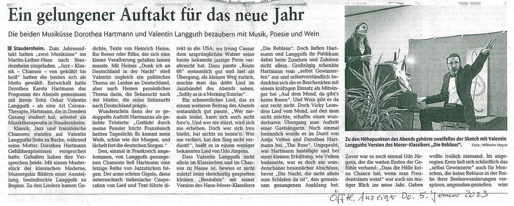 Konzert-Kritik Dorothea Hartmann mit Valentin Langguth